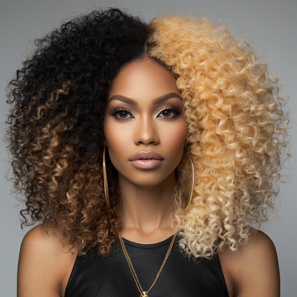 High Contrast Afro with Blonde Front