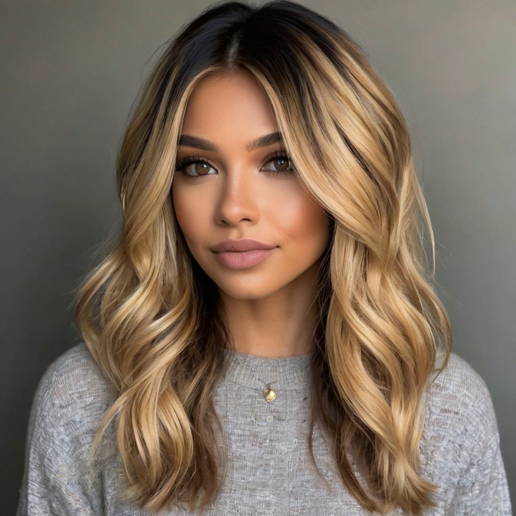 Layered Mid-Length with Soft Blonde Money Piece