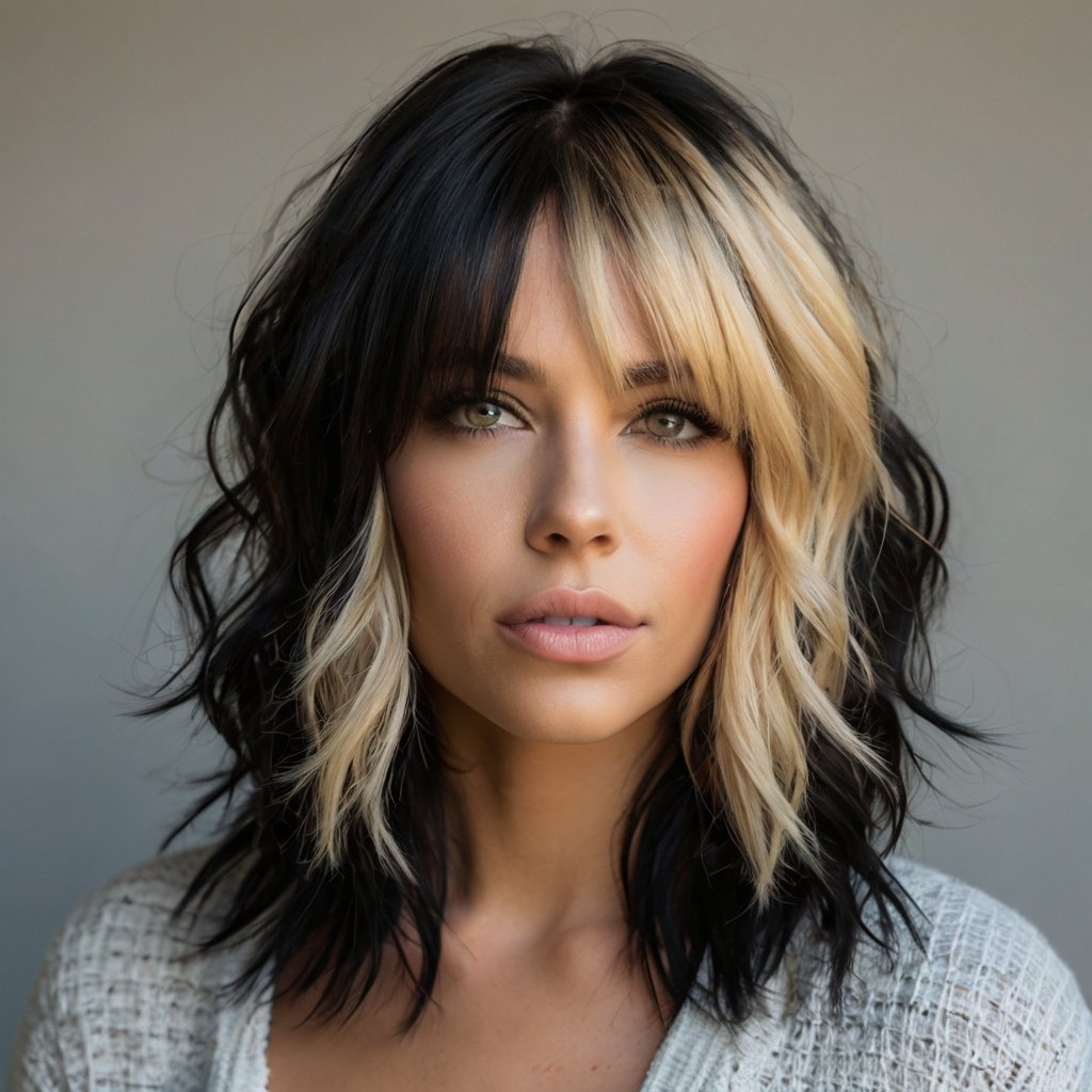 Choppy Shag with Disconnected Blonde Pieces