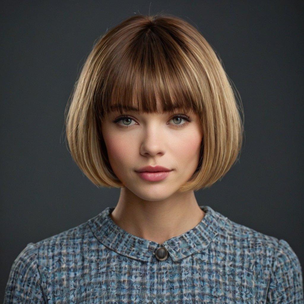 Symmetrical French Bob with Wispy Bangs