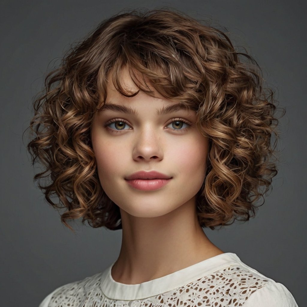 Ear Length Hair Curly Hair for Round Faces