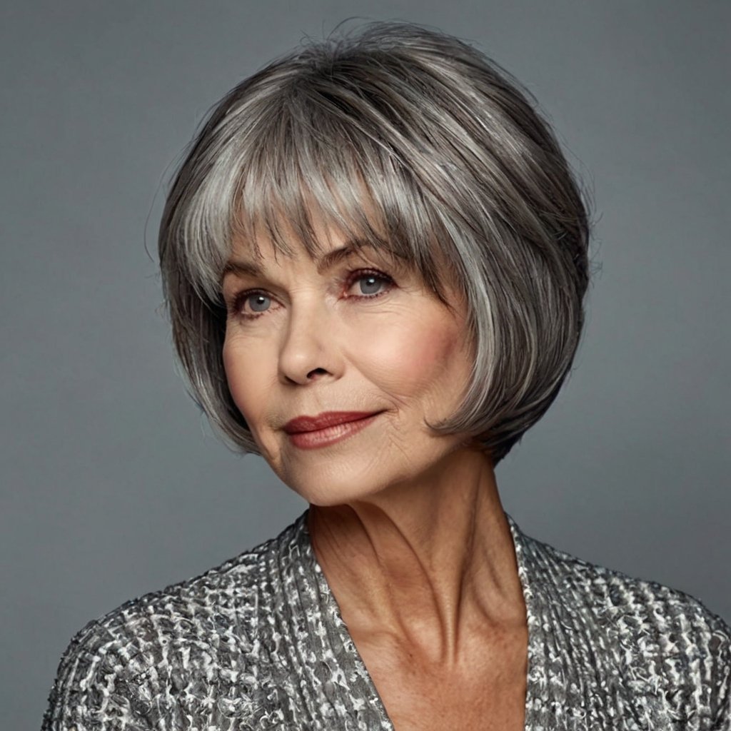 Wash-And-Wear Grey Bob for Women Over 70