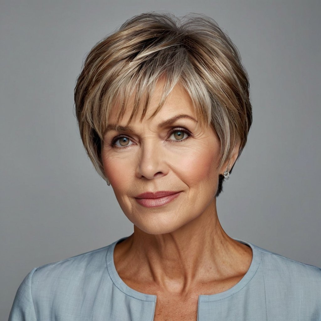 Side-Swept Pixie Bob on Women Over 50