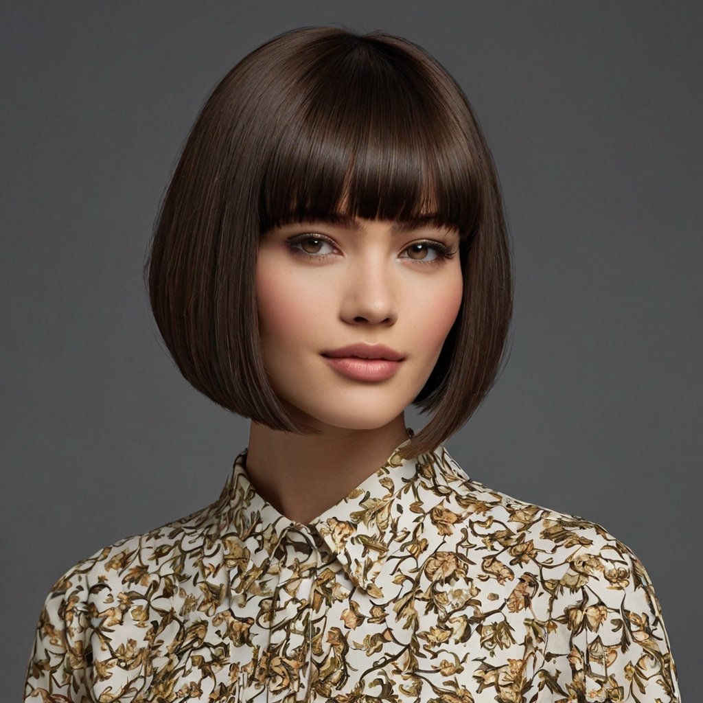 Sleek Box Bob with Side Bangs