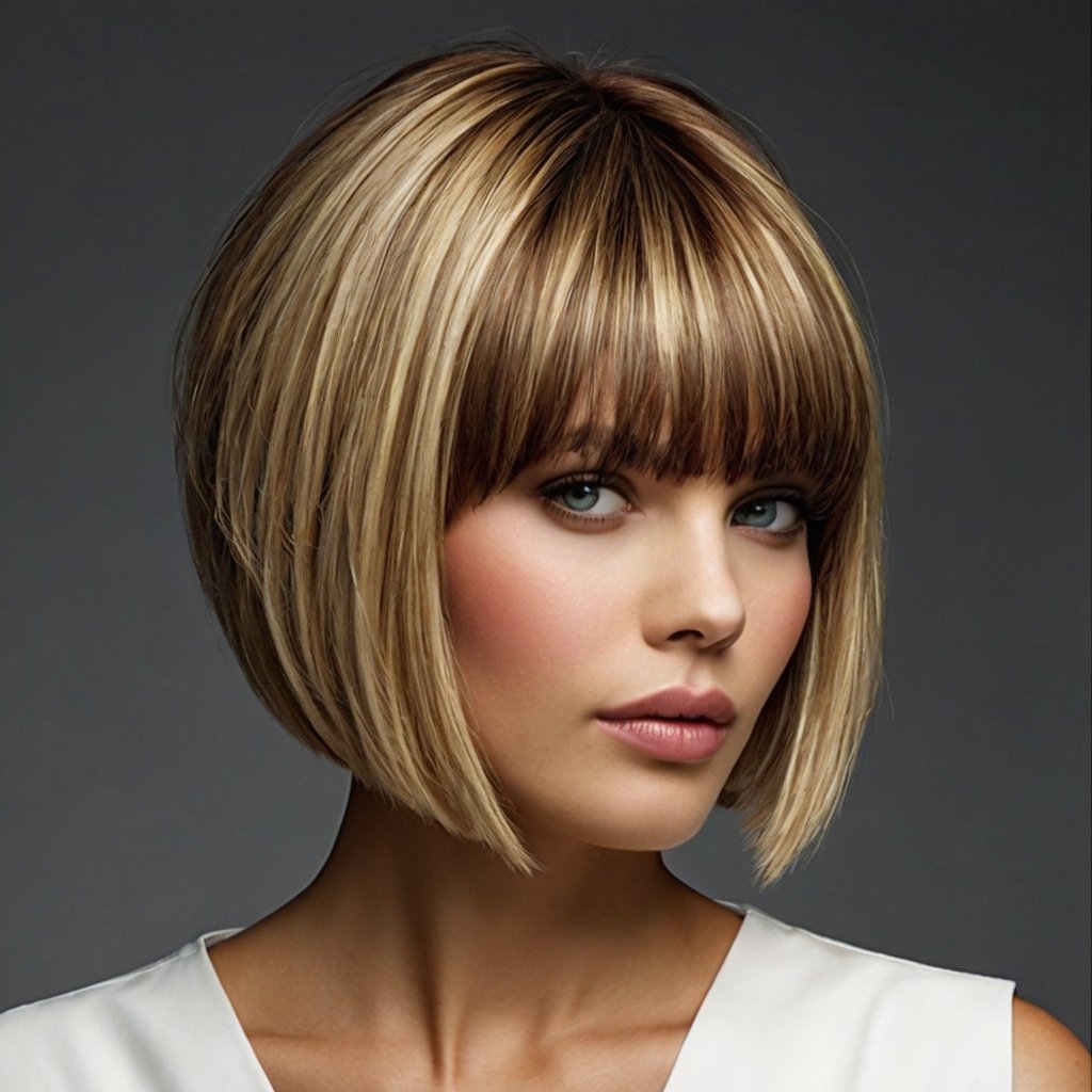 Ear Length Hair Razor Cut Bob with a Fringe