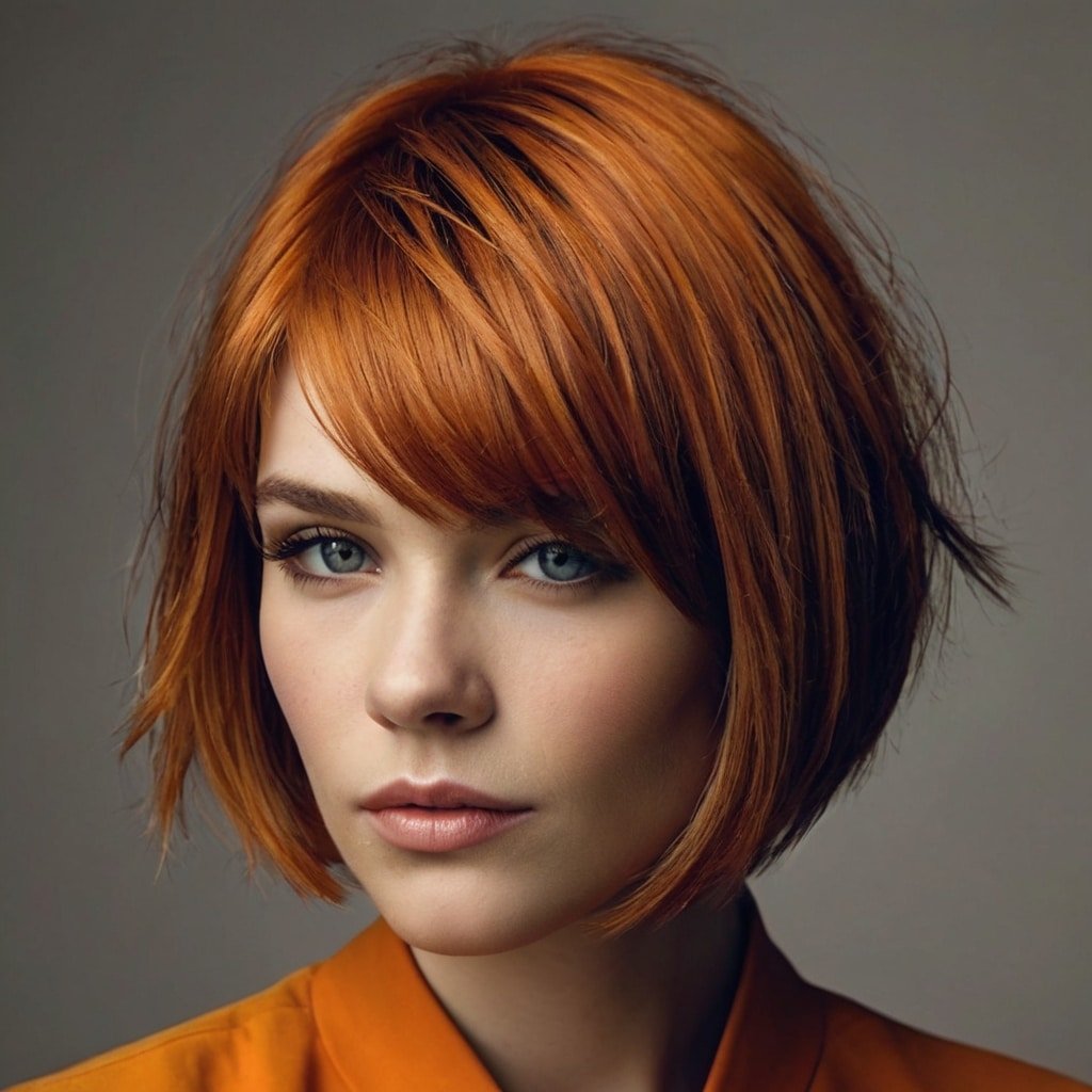Bob with Orange Copper Fringe