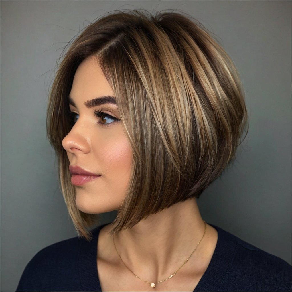 Ear Length Hair Ear-Grazing Stacked Bob for Thick Hair